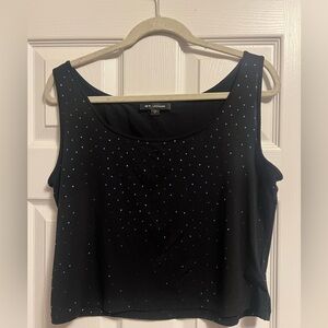 St. John Black and Blue Embellished Crop Top